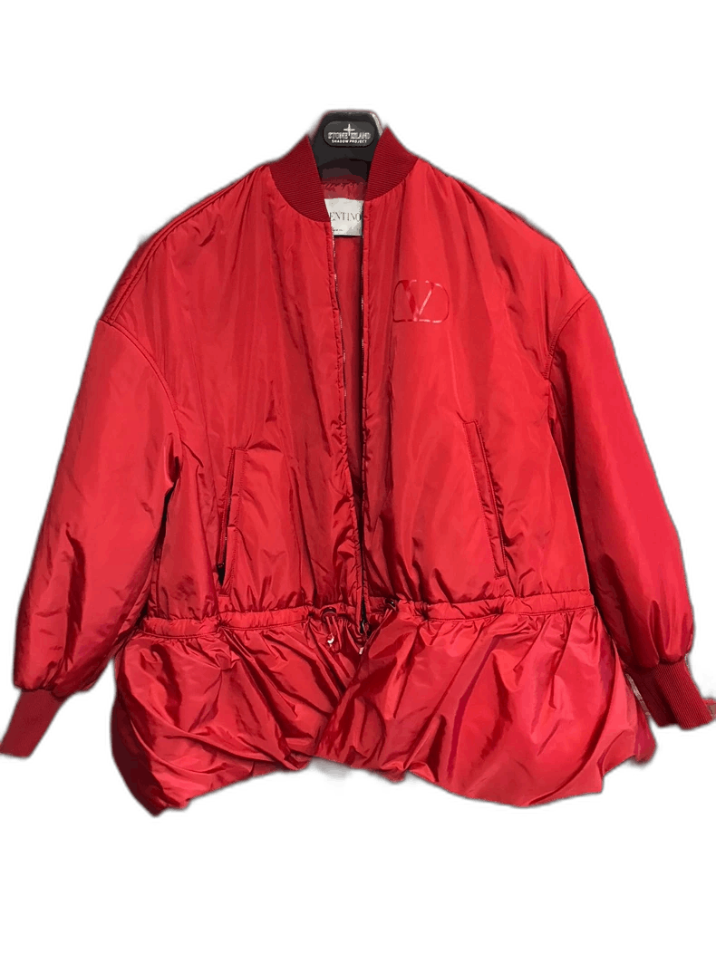 Valentino Valentino Red Cotton Jacket with Waist Design Size US M / EU 48-50 / 2 - 1 Thumbnail