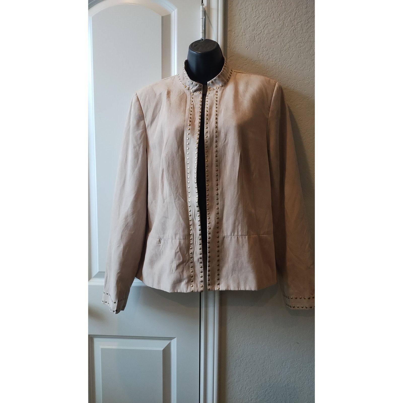 Other DressBarn Faux Suede Beige Jacket Open Front Sz. L Size L / US 10 / IT 46 - 1 Thumbnail