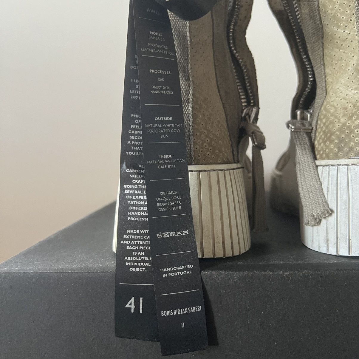 Boris Bidjan Saberi Oak Perforated AW23 Bamba 3.3 Side Zip Sneakers Size US 8 / EU 41 - 9 Thumbnail