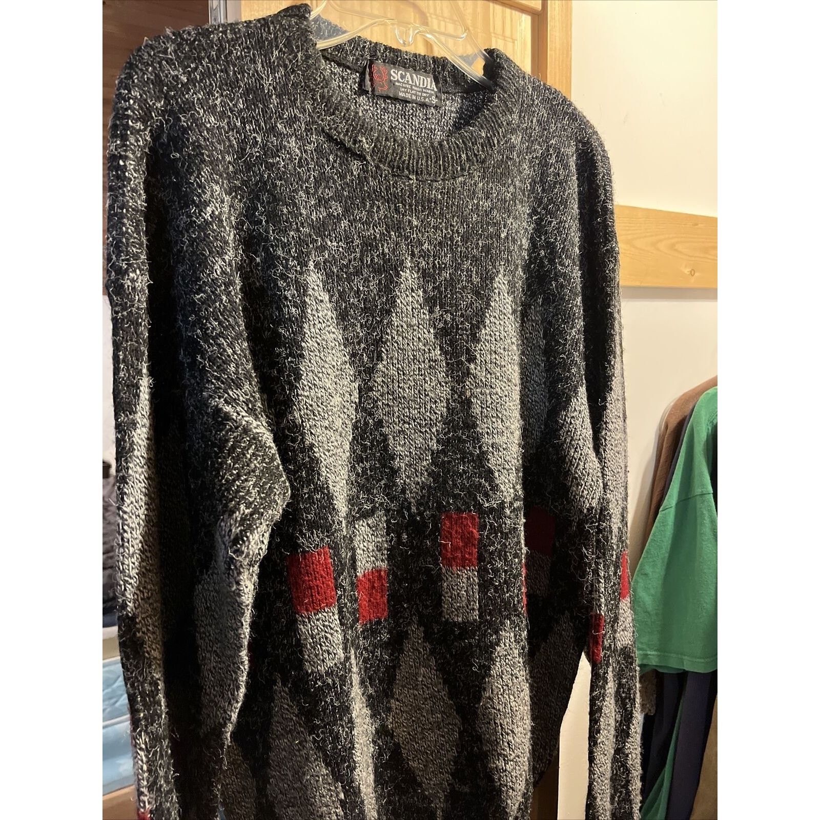 Other Scandia Vintage Small Gray Red Argyle LS Acrylic Sweater Size S / US 4 / IT 40 - 5 Thumbnail