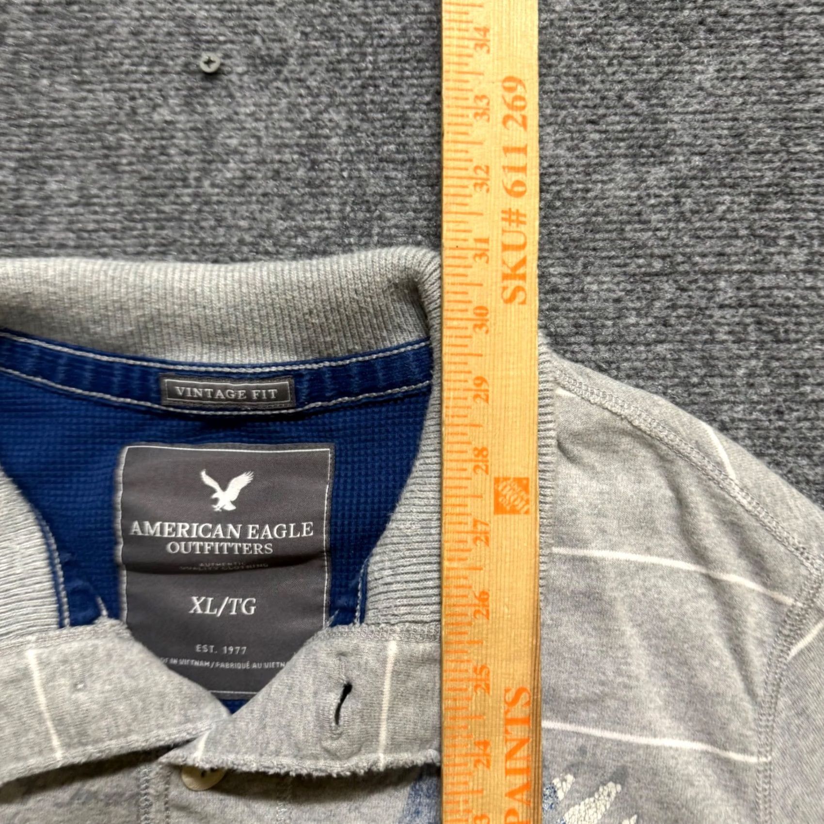 Vintage VTG American Eagle Longsleeve Shirt 1/4 Button Up Mens XL Gray Embroidered Y2K Size US XL / EU 56 / 4 - 5 Thumbnail