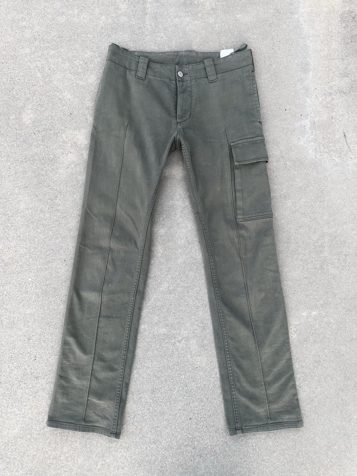 image of S/s 2005 Helmut Lang Archive Pleated Military Cargo Pants in Green, Men's (Size 29)