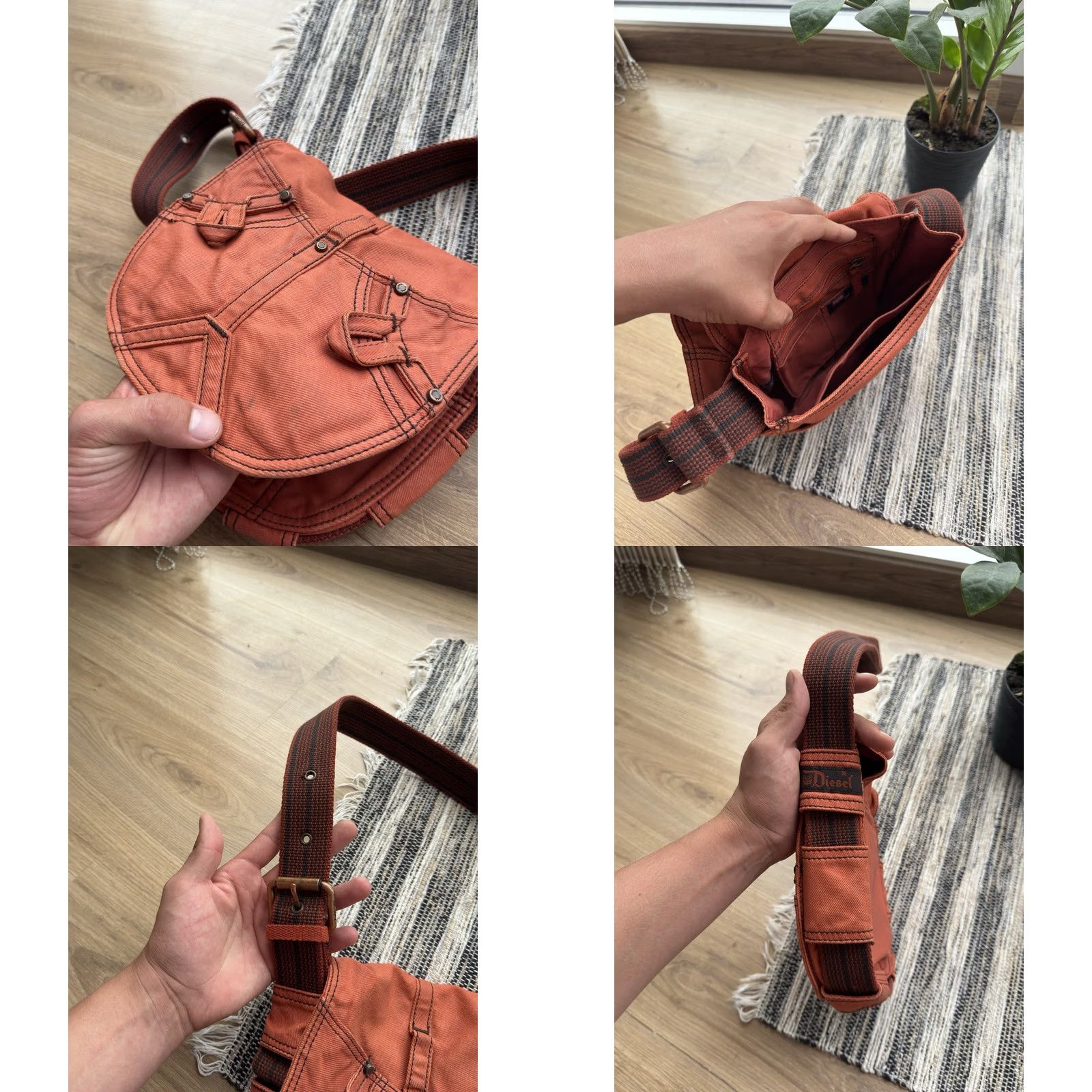 Diesel VINTAGE DIESEL Shoulder Bag Unisex Adults Medium Coral Orange 90s Y2K Avant Garde Crossbody Bag Size ONE SIZE - 8 Thumbnail
