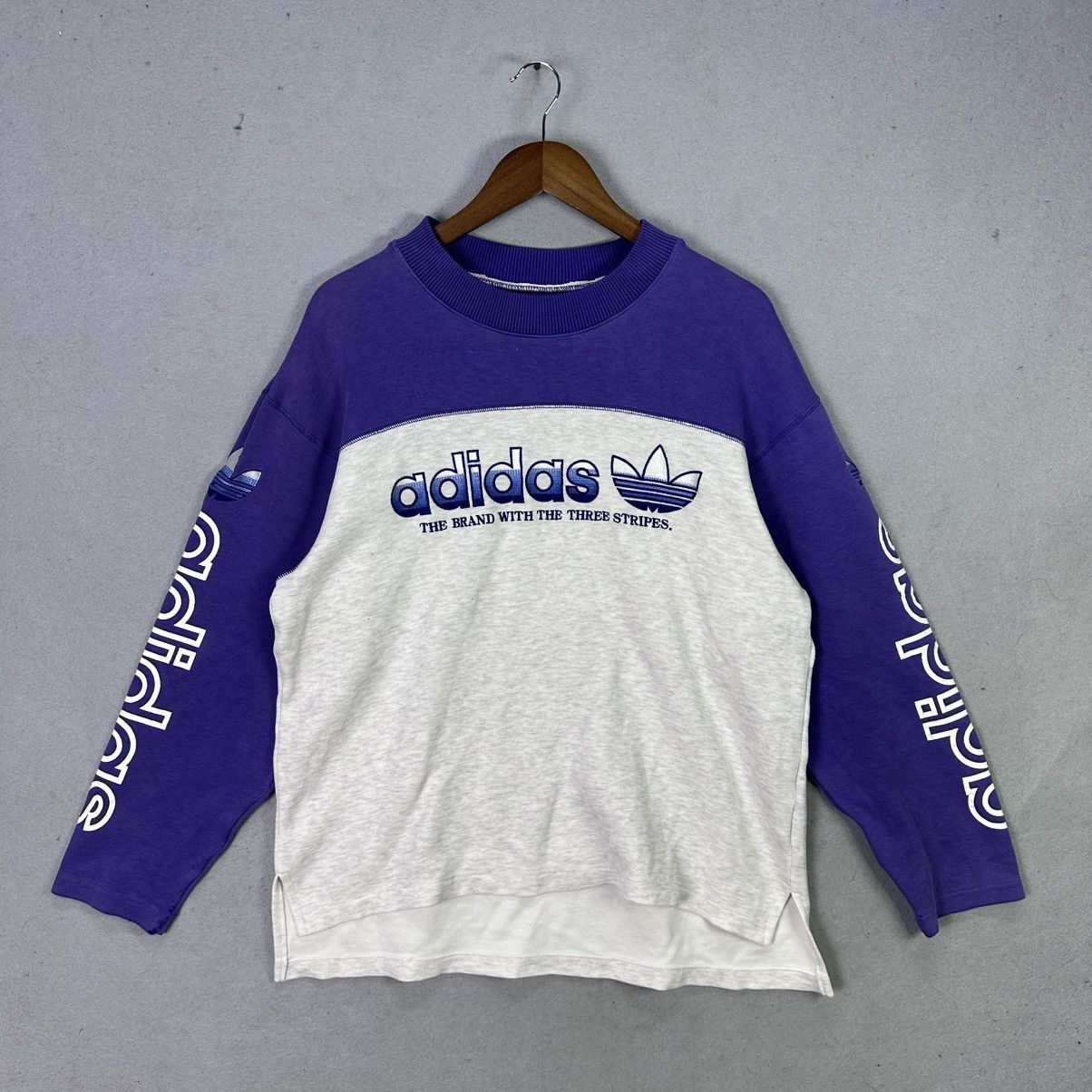 Adidas Vintage Adidas Trefoil Sweatshirt Purple White Size US M / EU 48-50 / 2 - 1 Thumbnail