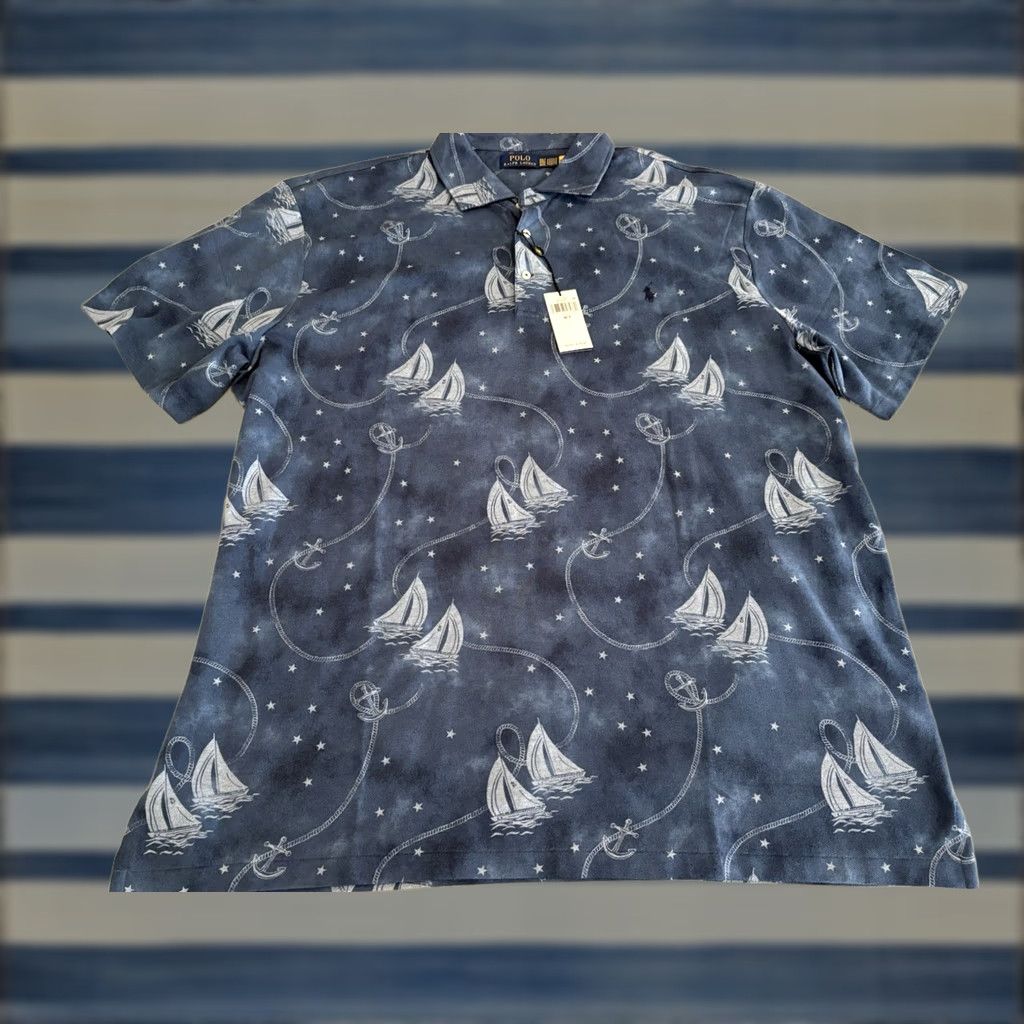 Polo Ralph Lauren Polo Ralph Lauren Polo Blue Short Sleeve Shirt Oceans Voyage Mens 3XLT NWT Cotton Size US XXL / EU 58 / 5 - 1 Thumbnail