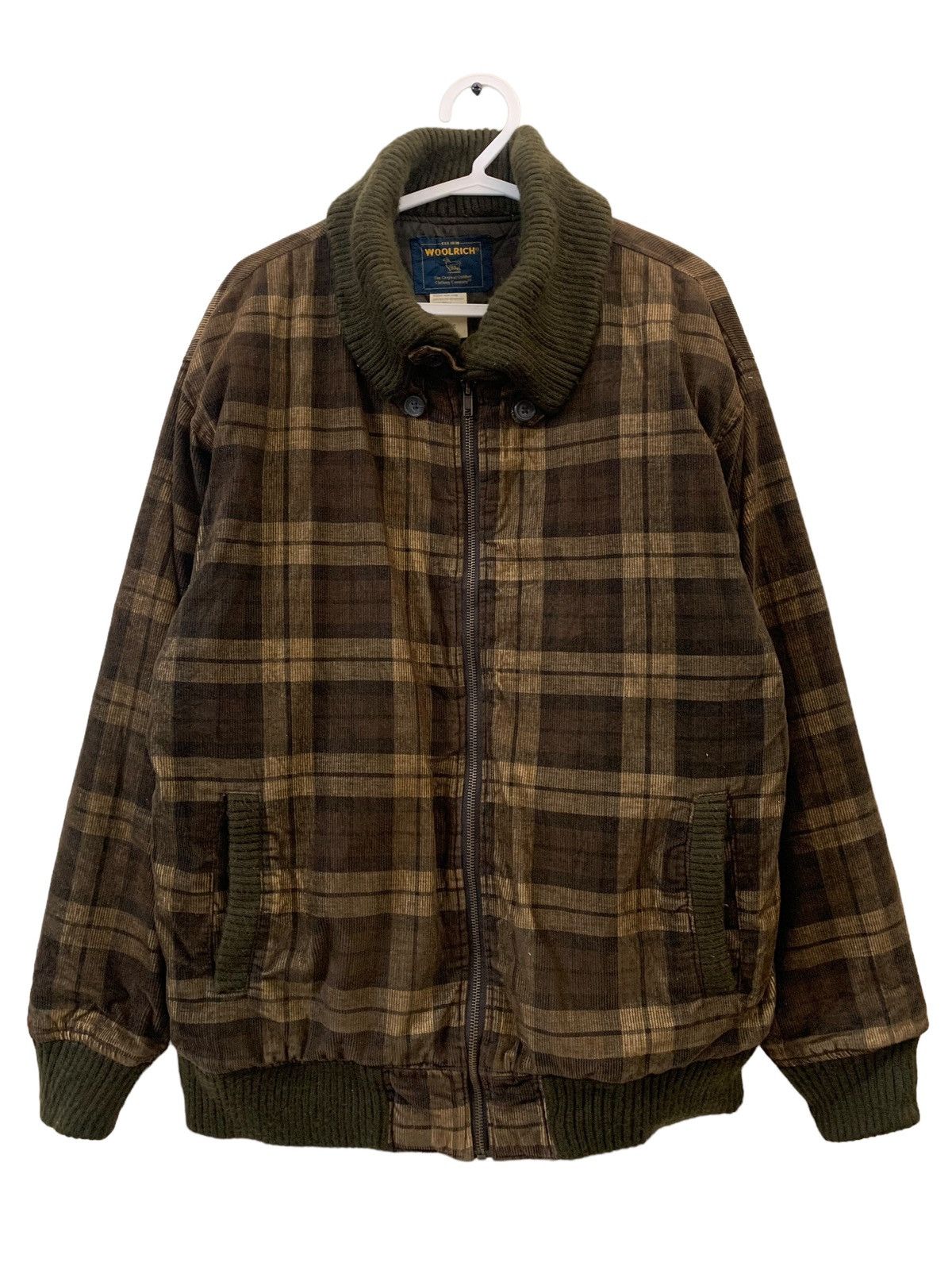 image of Vintage Woolrich Tartan Jacket in Brown, Men's (Size Large)