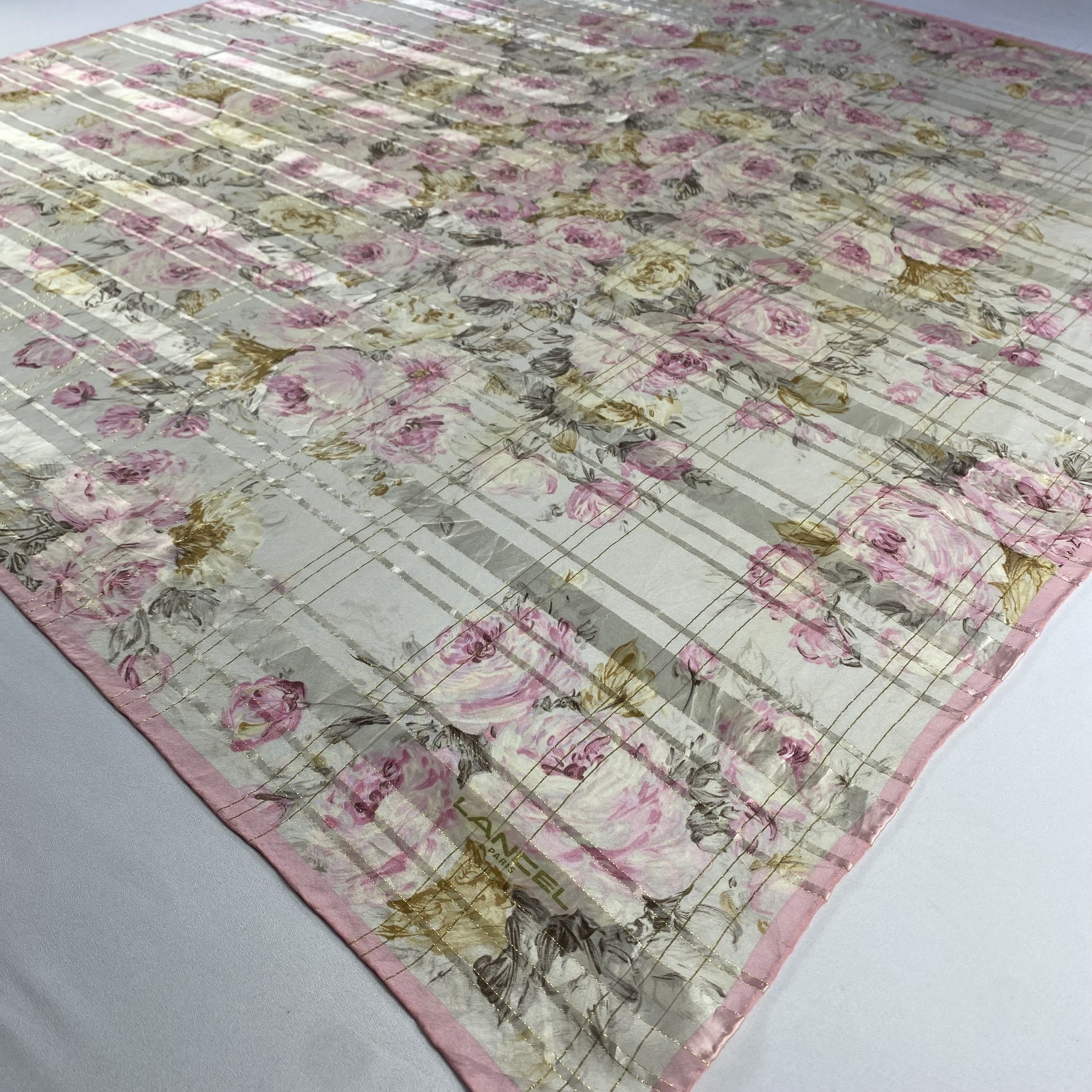 Japanese Brand × Lancel × Vintage Vintage Lancel Floral Silk Scarf SS097 Size ONE SIZE - 2 Thumbnail