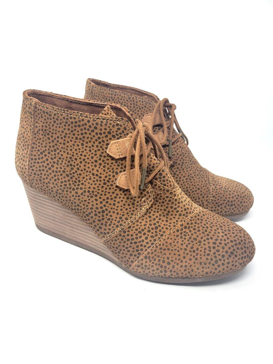 Toms TOMS Kala Wedge Booties Animal Print Suede Lace Up Sz 9.5 Size US 9.5 / IT 39.5 - 1 Thumbnail