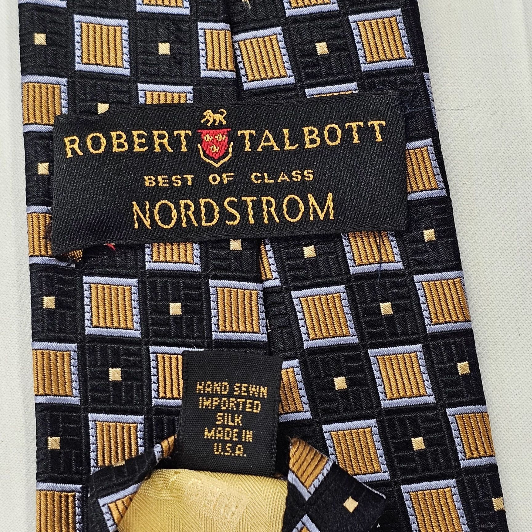 Robert Talbott VINTAGE Robert Talbott Silk Tie Best Of Class Geometric Woven Black Gold Blue One Size Classic Mens Size ONE SIZE - 5 Thumbnail
