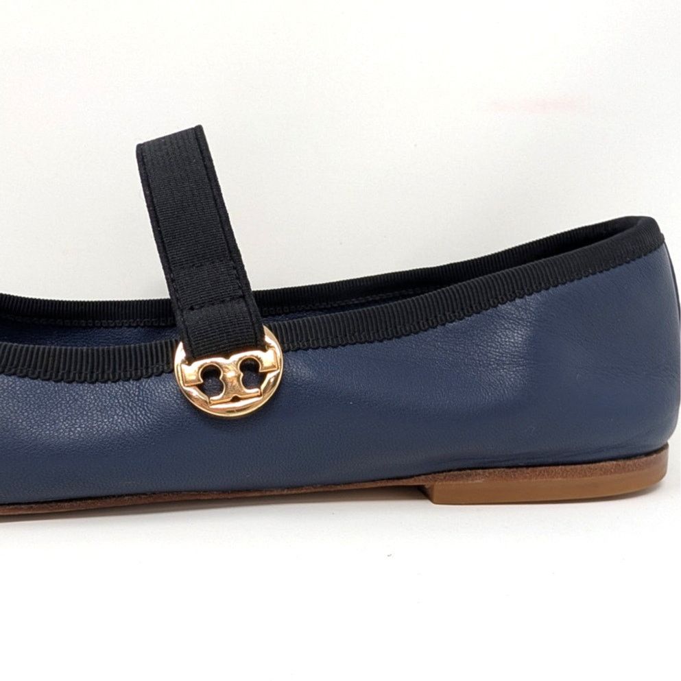 Tory Burch Tory Burch Blue Leather Mary Jane Flats Gold Logo 8.5 Size US 8.5 / IT 38.5 - 10 Thumbnail