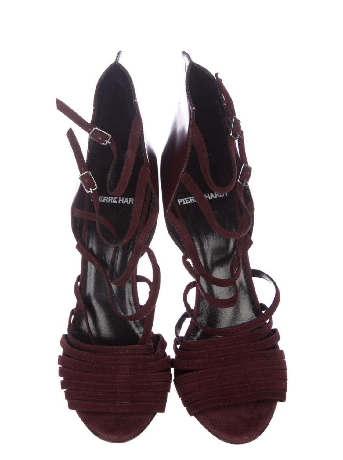 Pierre Hardy Burgundy Strappy Sandals Size US 7.5 / IT 37.5 - 3 Thumbnail