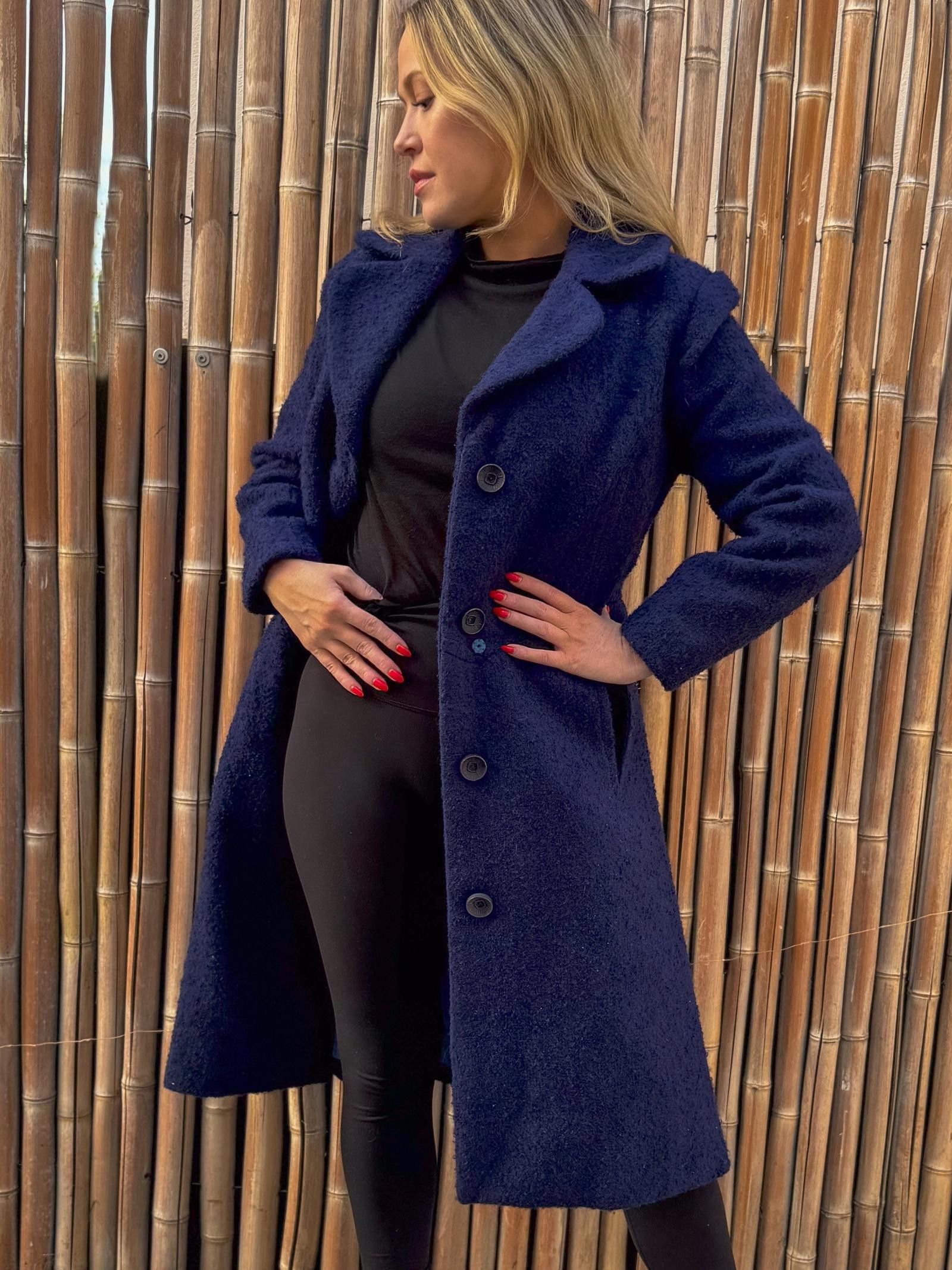 Designer Vintage 70's Dark Blue Navy Coat Jacket with button closure Size M / US 6-8 / IT 42-44 - 2 Thumbnail