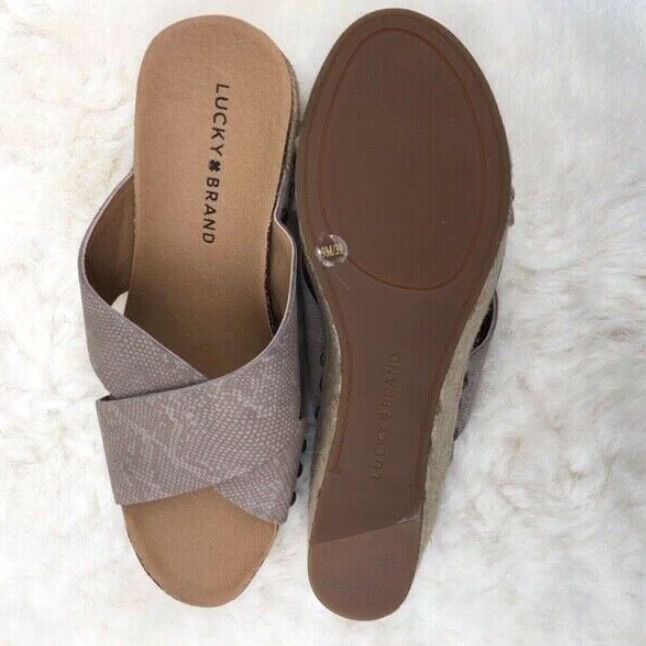 Lucky Brand VINTAGE Lucky Brand Women's Sandal Wedge Flat 7.5 Medium Gray Casual Shoes Size US 7.5 / IT 37.5 - 4 Thumbnail