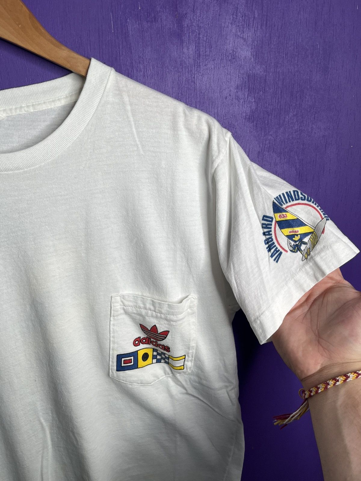 Adidas Vintage 80s Adidas vanguard windsurfing pocket tee Size US L / EU 52-54 / 3 - 3 Thumbnail