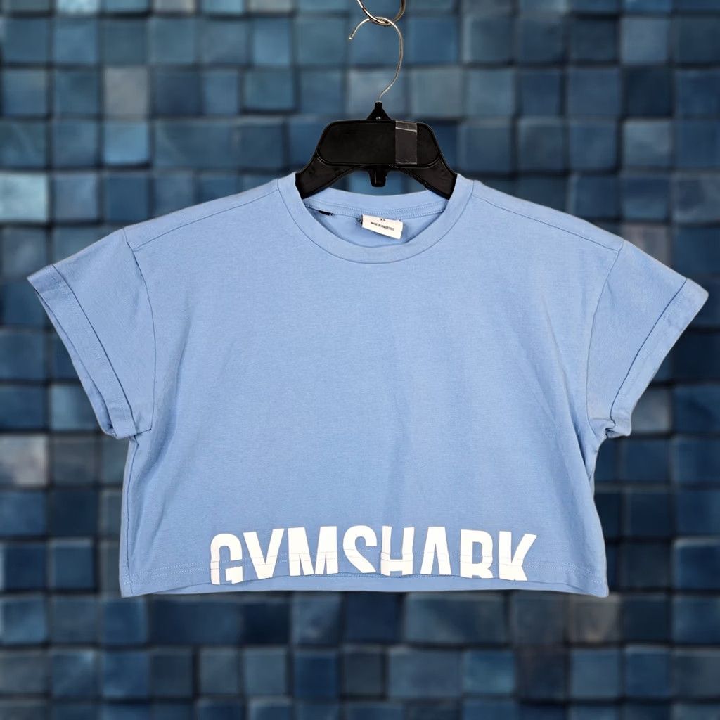 Gymshark Gymshark Fraction Cropped T-shirt Size XS Blue Short Sleeve Women's Size XS / US 0-2 / IT 36-38 - 1 Thumbnail