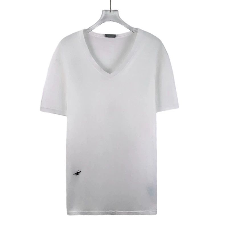 Dior Dior White bee embroidered cotton V-neck short-sleeved T-sh Size US L / EU 52-54 / 3 - 1 Thumbnail