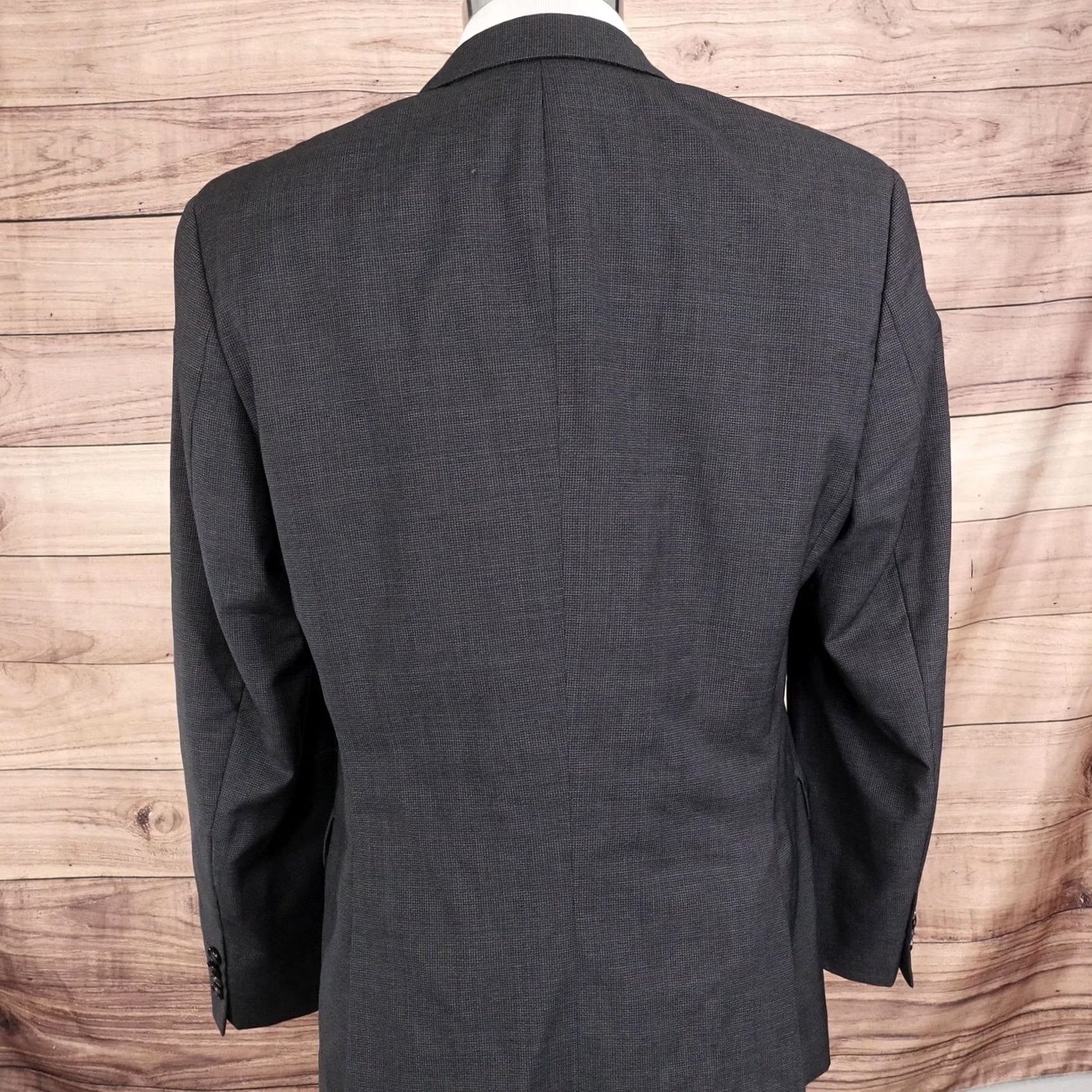 Hugo Boss HUGO BOSS Suit Jacket Mens 40R Gray Wool 100% Virgin Blazer 2 Button Sport Coat Jacket/Coat Size 40R - 4 Thumbnail