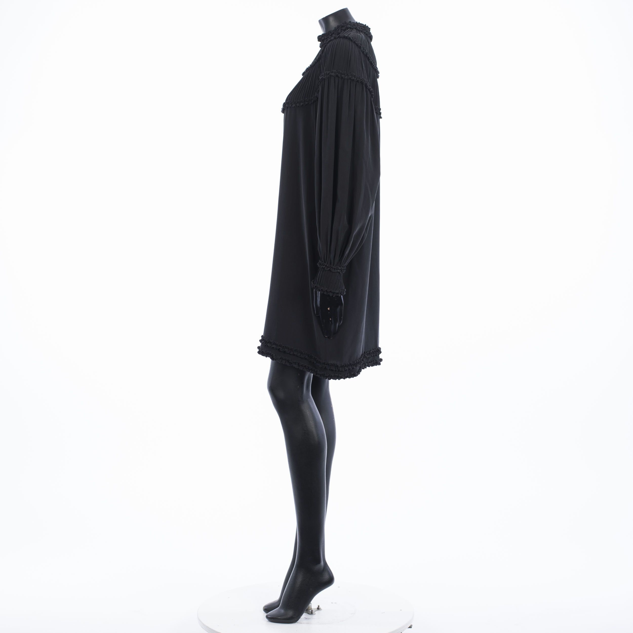 Fendi Crêpe De Chine Dress With Ruffles In Black Silk Size M / US 6-8 / IT 42-44 - 3 Thumbnail