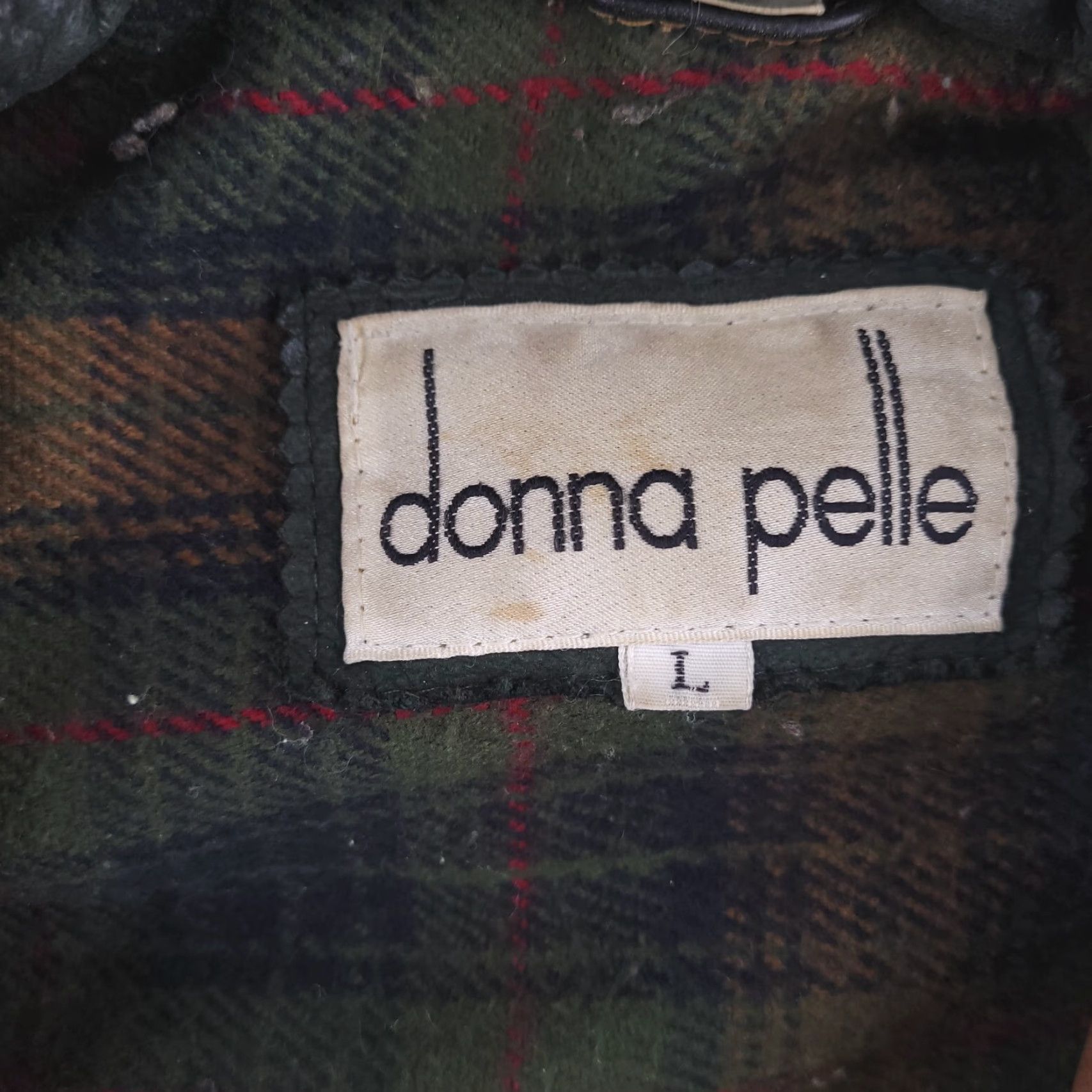 Vintage Donna Pelle Coat Womens Large Brown Leather Flannel Quilted Distressed Bomber Jacket Size L / US 10 / IT 46 - 4 Thumbnail