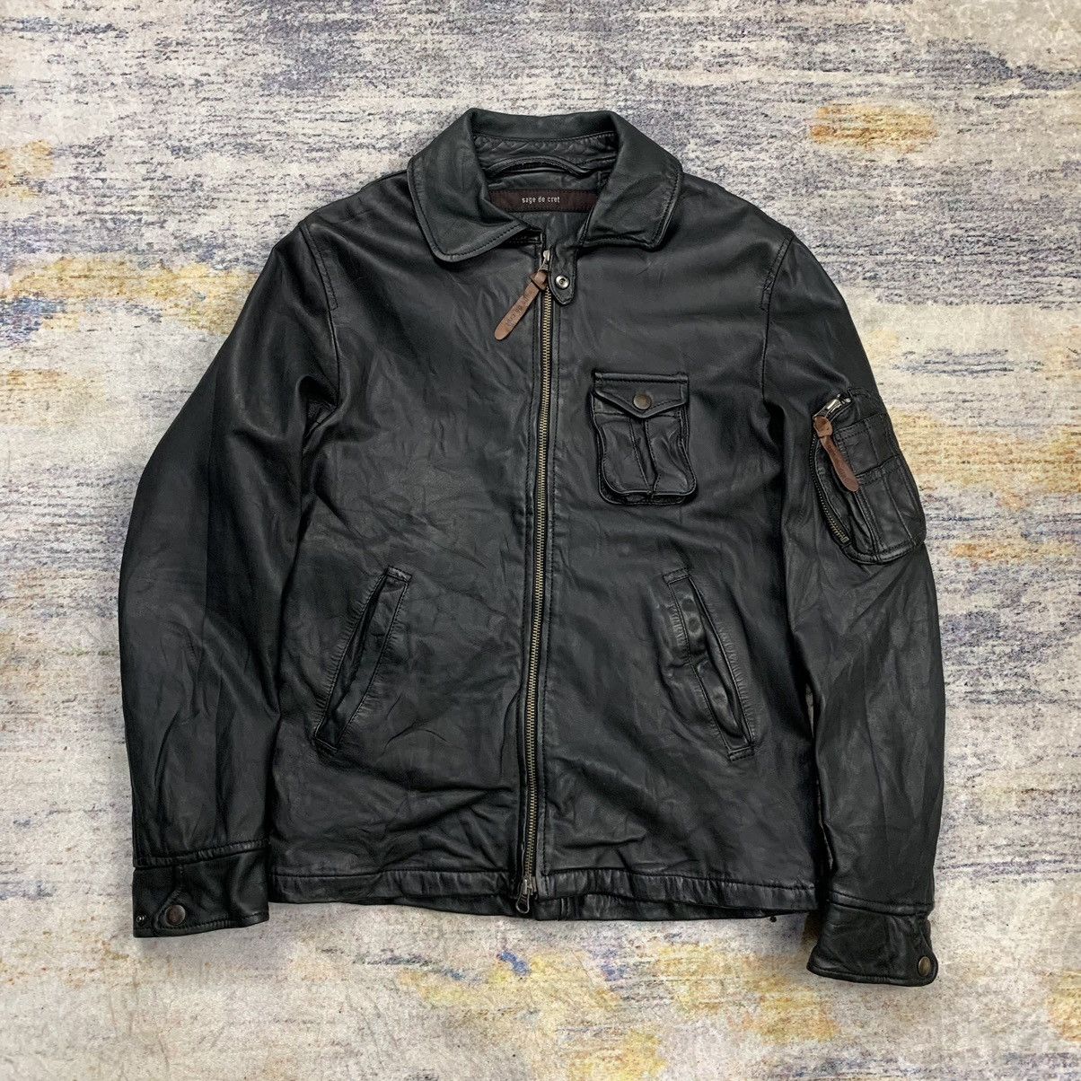 Sage de cret cargo leather jacket