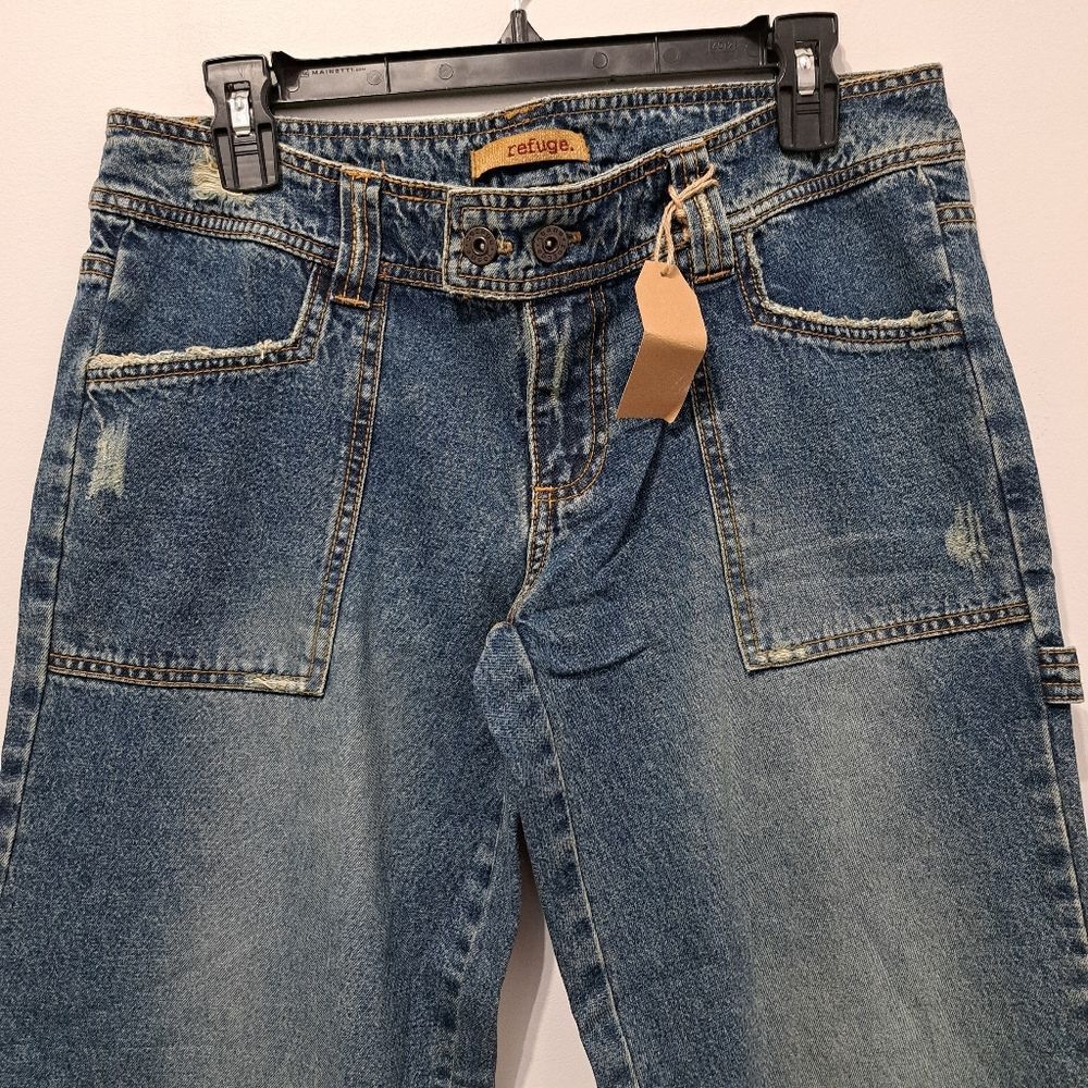 Other Refuge Y2K Cargo Cotton Distressed Wide Leg Raw Hem Jeans S Size 32" / US 10 / IT 46 - 9 Thumbnail