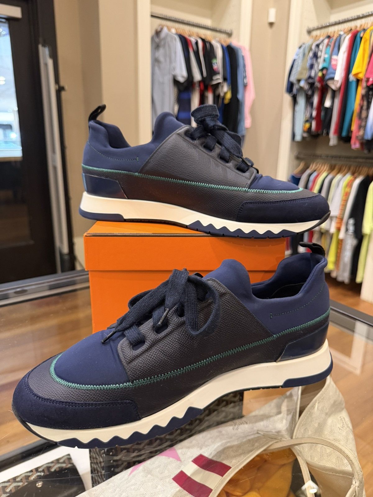 Hermes Hermes Stadium Sneakers -Navy Size US 10 / EU 43 - 2 Thumbnail