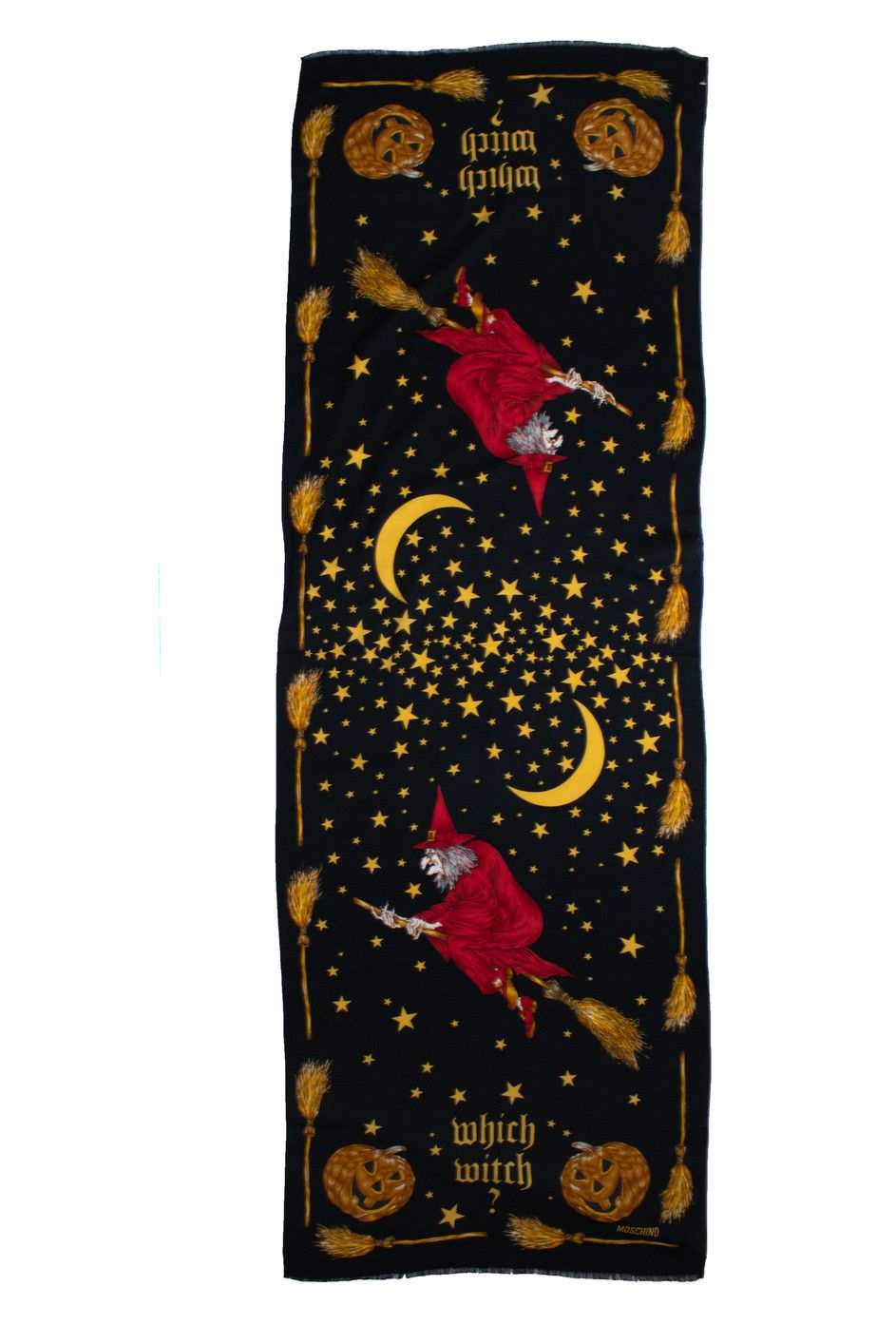 Moschino Moschino, witch printed scarf in black Size ONE SIZE - 1 Thumbnail