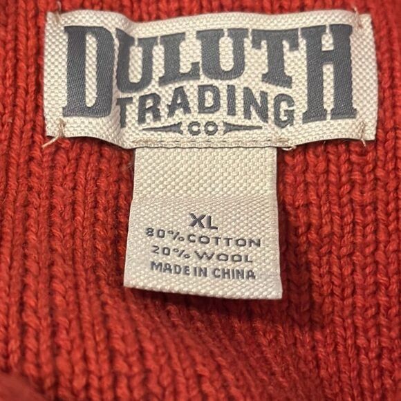 Vintage Duluth Trading Co. Men's High-Neck Infantry Sweater Orange s Size US XL / EU 56 / 4 - 4 Thumbnail