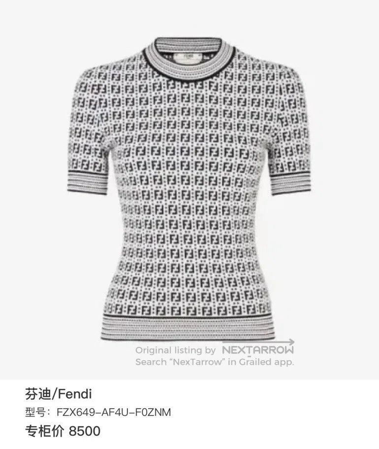 Fendi Fendi Black and white old flower FF full-print knitted sho Size XXS / US 00 / IT 34 - 7 Thumbnail