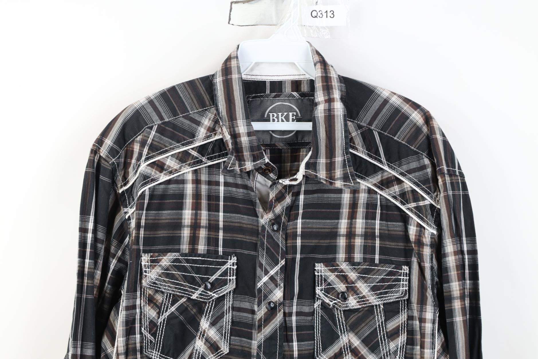 Vintage Buckle BKE Athletic Stitch Snap Button Collared Shirt Plaid Size US L / EU 52-54 / 3 - 2 Thumbnail