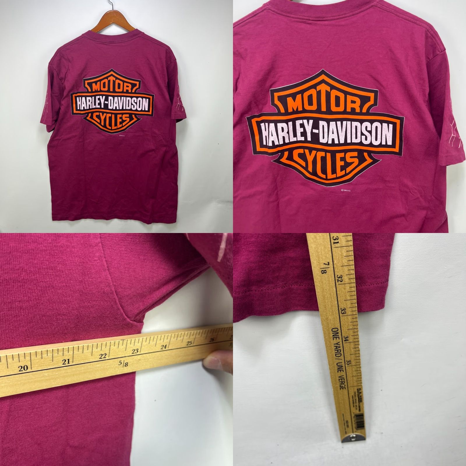 Harley Davidson VINTAGE Harley-Davidson T-Shirt 2XL Short Sleeve Crew Neck White Double-Sided AOP All Over Print Shirt Mens 1995 Size US XXL / EU 58 / 5 - 8 Thumbnail