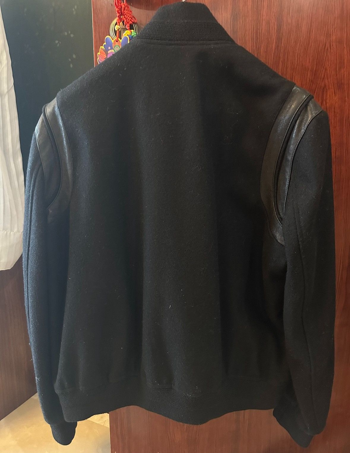 Saint Laurent Paris Saint Laurent Black Wool Leather Trim Bomber Jacket- Size US L / EU 52-54 / 3 - 2 Thumbnail