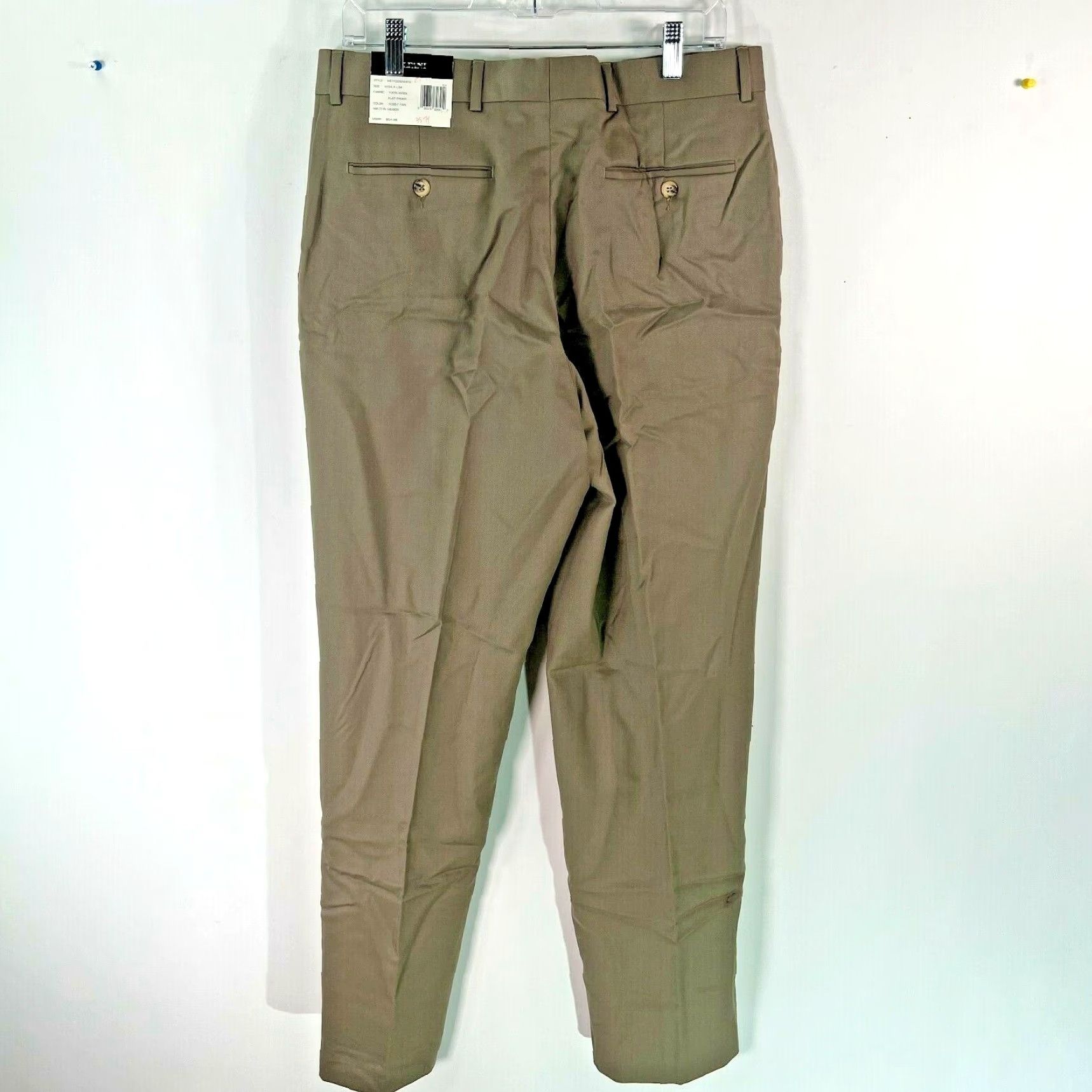 Alfani VINTAGE Alfani Mens Dress Pants Wool Solid Straight Leg Mid Rise Size 34X34 Tan Size US 34 / EU 50 - 2 Thumbnail