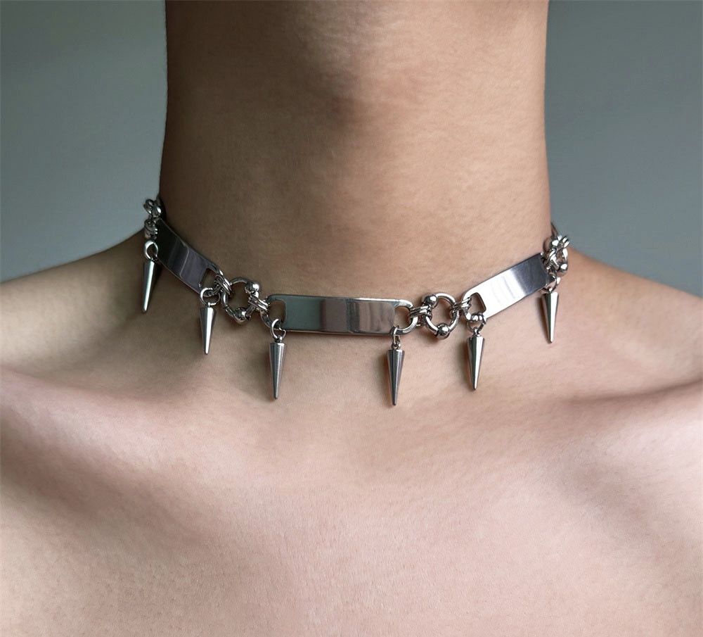 Jewelry Titanium Steel Rivet Choker Size ONE SIZE - 2 Thumbnail