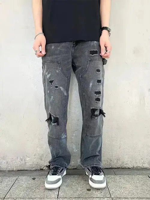 Designer × Vintage ripped paint double knee carpenter pants Size US 32 / EU 48 - 3 Thumbnail