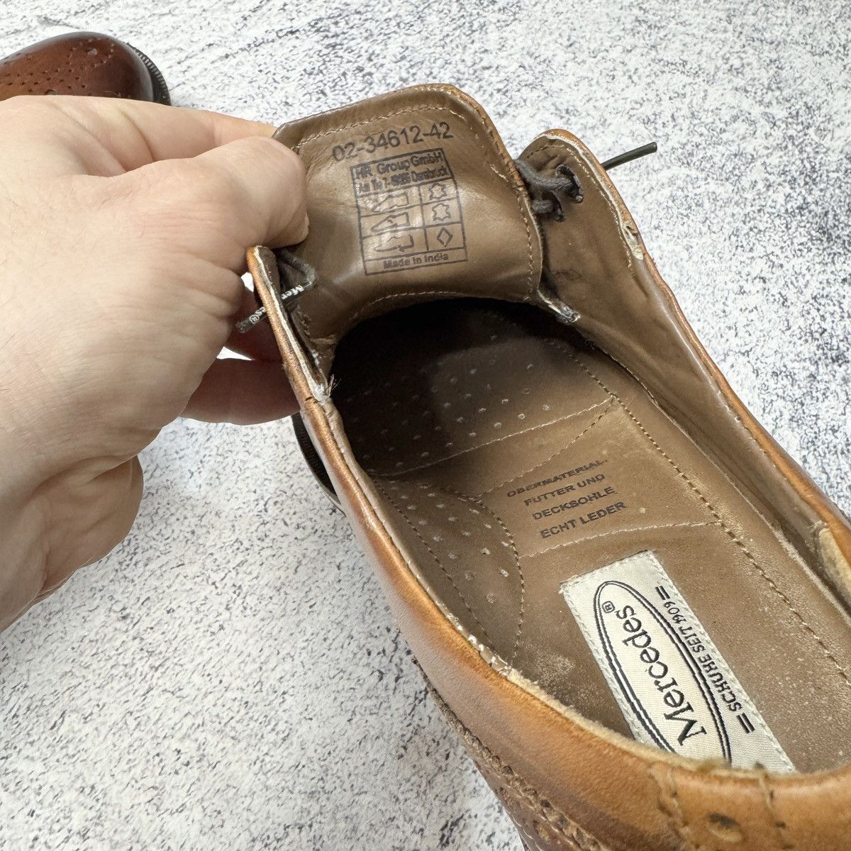 Designer × Mercedes-Benz Mercedes Mens Brown Leather Derbies US9 UK8 EU42 27cm Size US 9 / EU 42 - 13 Thumbnail