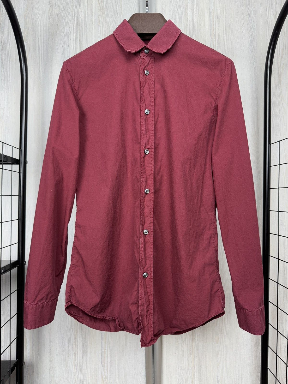 Maison Margiela Men’s Maison Martin Margiela Burgundy Long Sleeve Shirt 46 Size US S / EU 44-46 / 1 - 2 Thumbnail