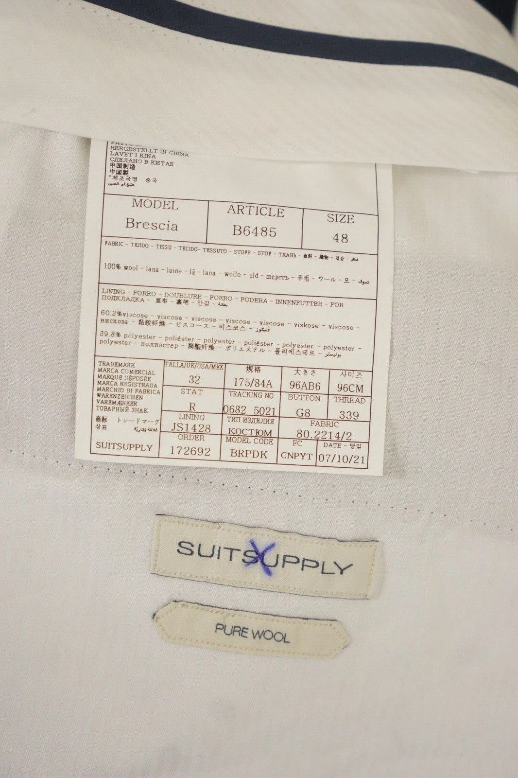 Suitsupply Men Suitsupply Suit Sienna Single Breasted FL Wool US40L Size 40L - 10 Thumbnail