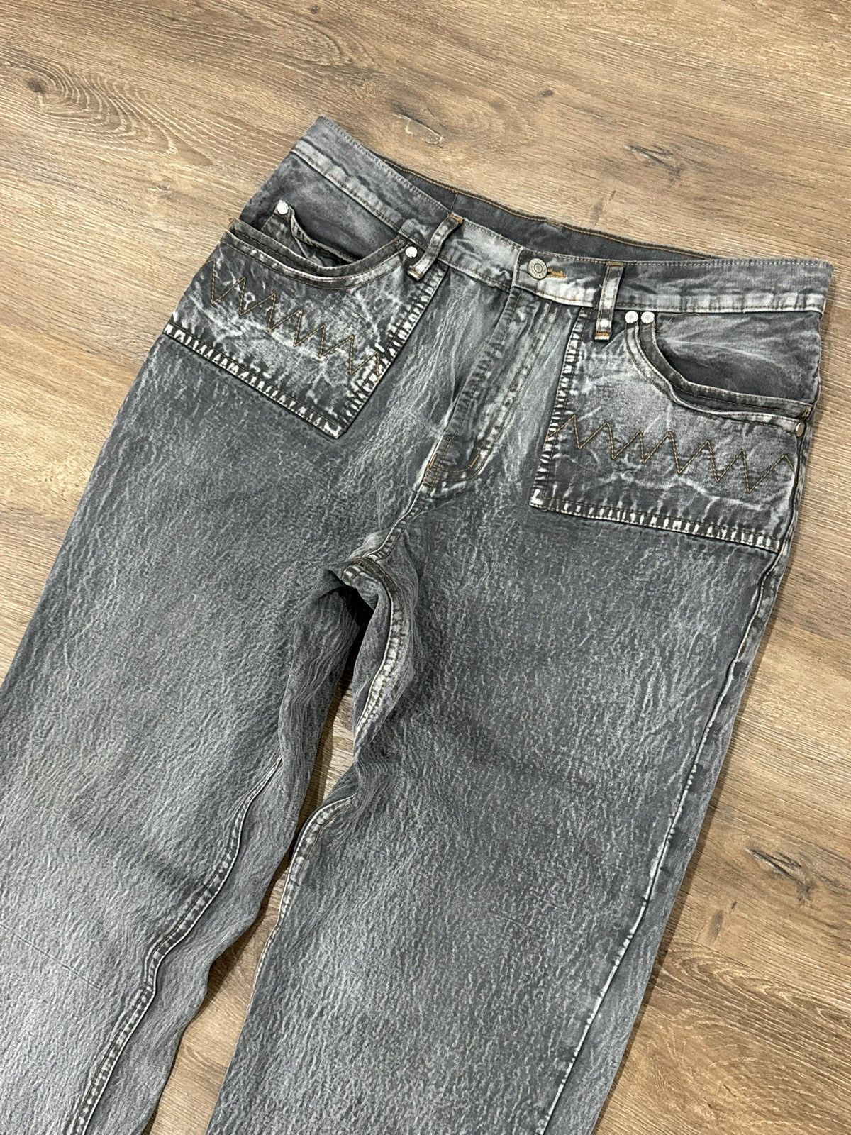 Japanese Brand Baggy Grey Reaper Textured Denim - Wide Leg Streetwear Jeans Size US 34 / EU 50 - 9 Thumbnail
