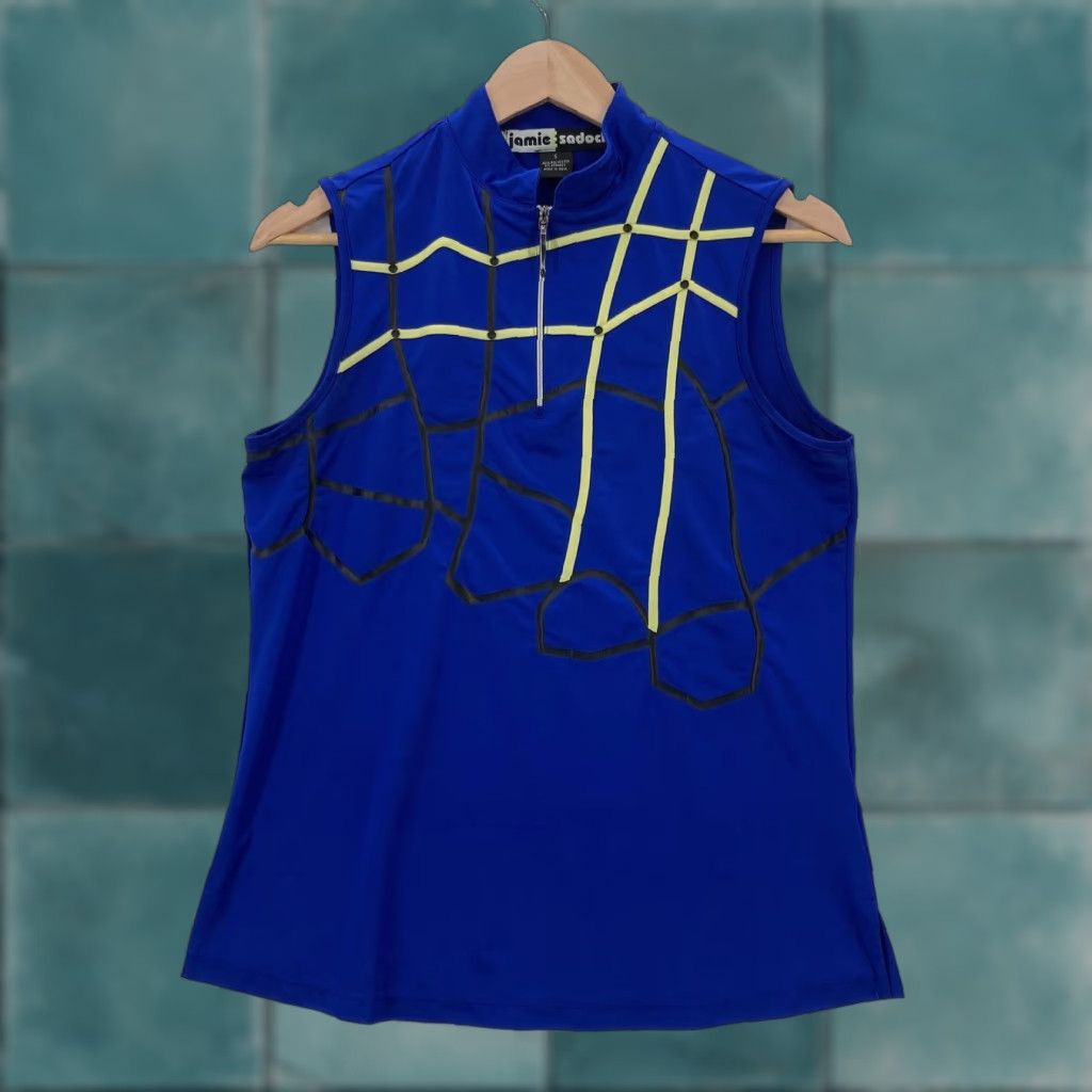 Vintage Jamie Sadock Shirt Womens S Royal Blue Sleeveless Quarter Zip Mock Neck Golf Size S / US 4 / IT 40 - 1 Thumbnail