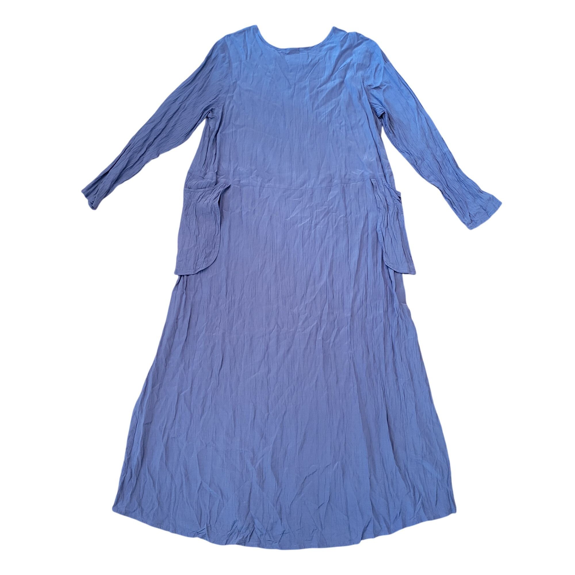 FLAX Flax L Long Sleeve Crinkle Rayon Maxi Dress Pockets Lagenloo Size L / US 10 / IT 46 - 2 Thumbnail