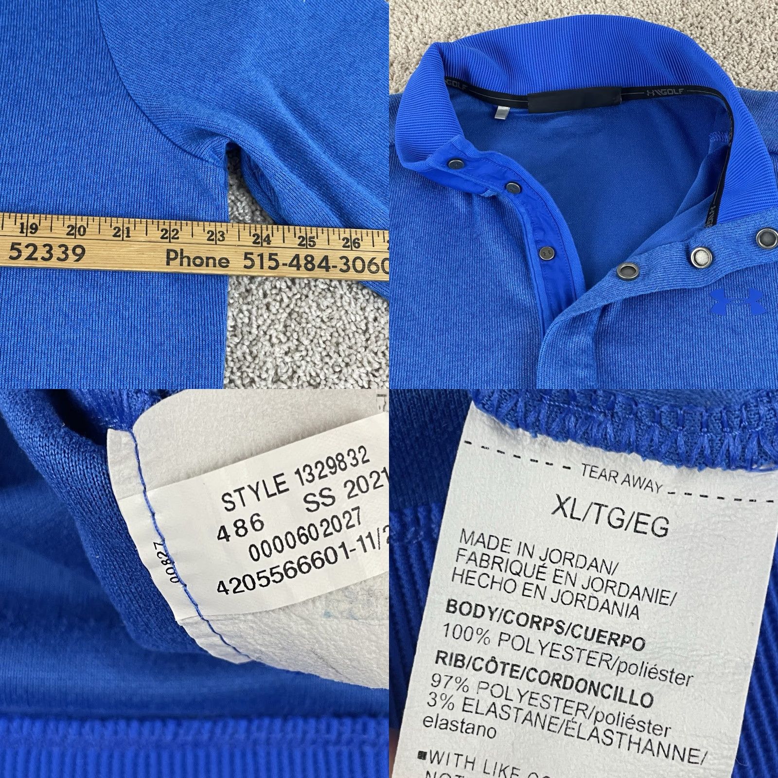 Under Armour Under Armour Pullover Mens XL ColdGear Golf 1/4 Snap Long Sleeve Sweatshirt Blue Size US XL / EU 56 / 4 - 8 Thumbnail
