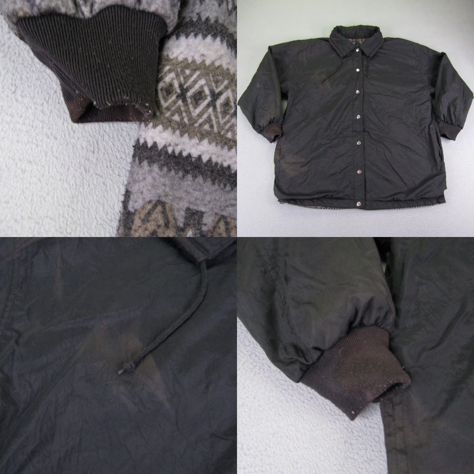 Vintage VINTAGE Current Seen Jacket Womens Large Gray Black Reversible Windbreaker Pockets Hooded Full Zip Size L / US 10 / IT 46 - 8 Thumbnail