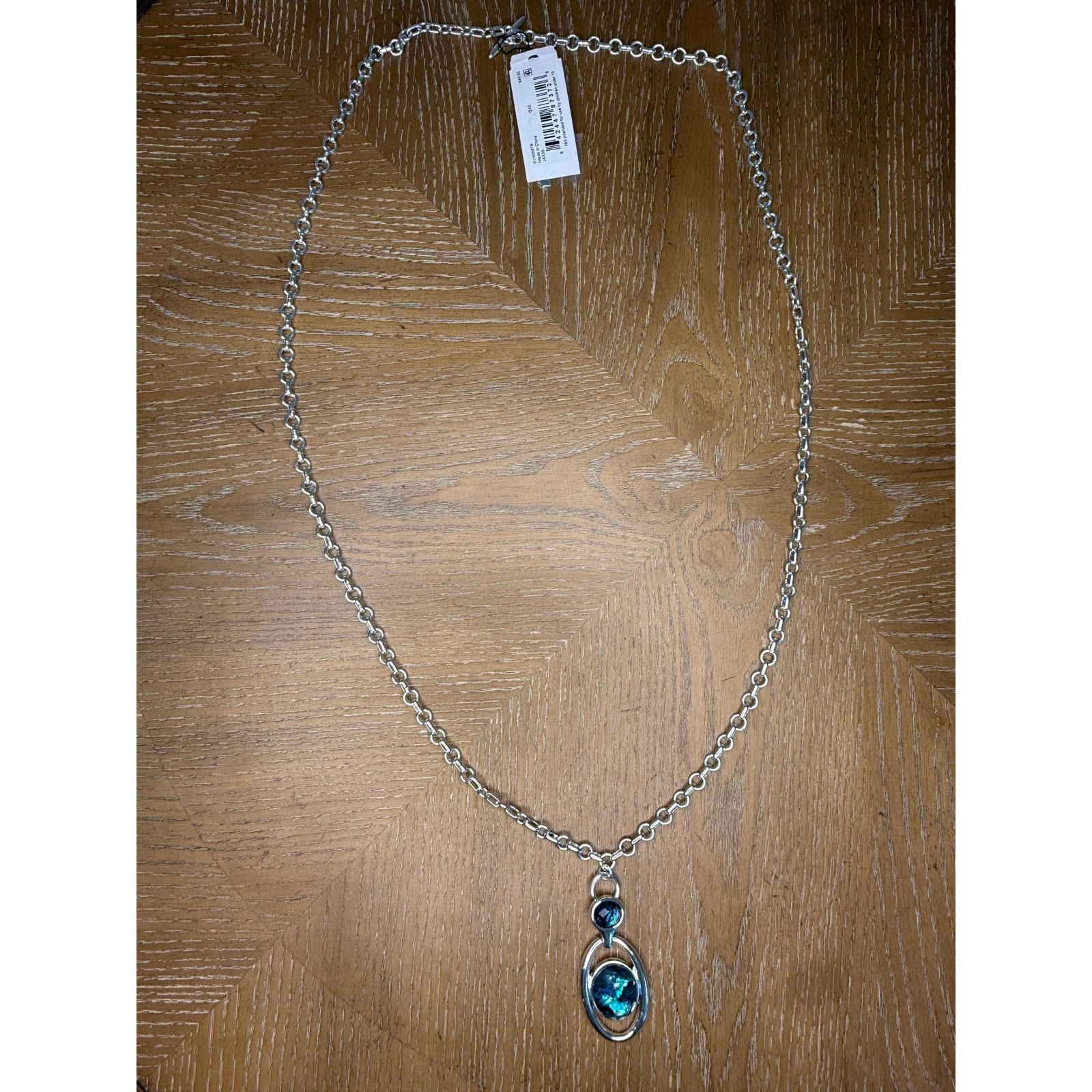 Anne Klein Anne Klein Silver Tone Blue Crystal Pendant Necklace New Size ONE SIZE - 4 Thumbnail