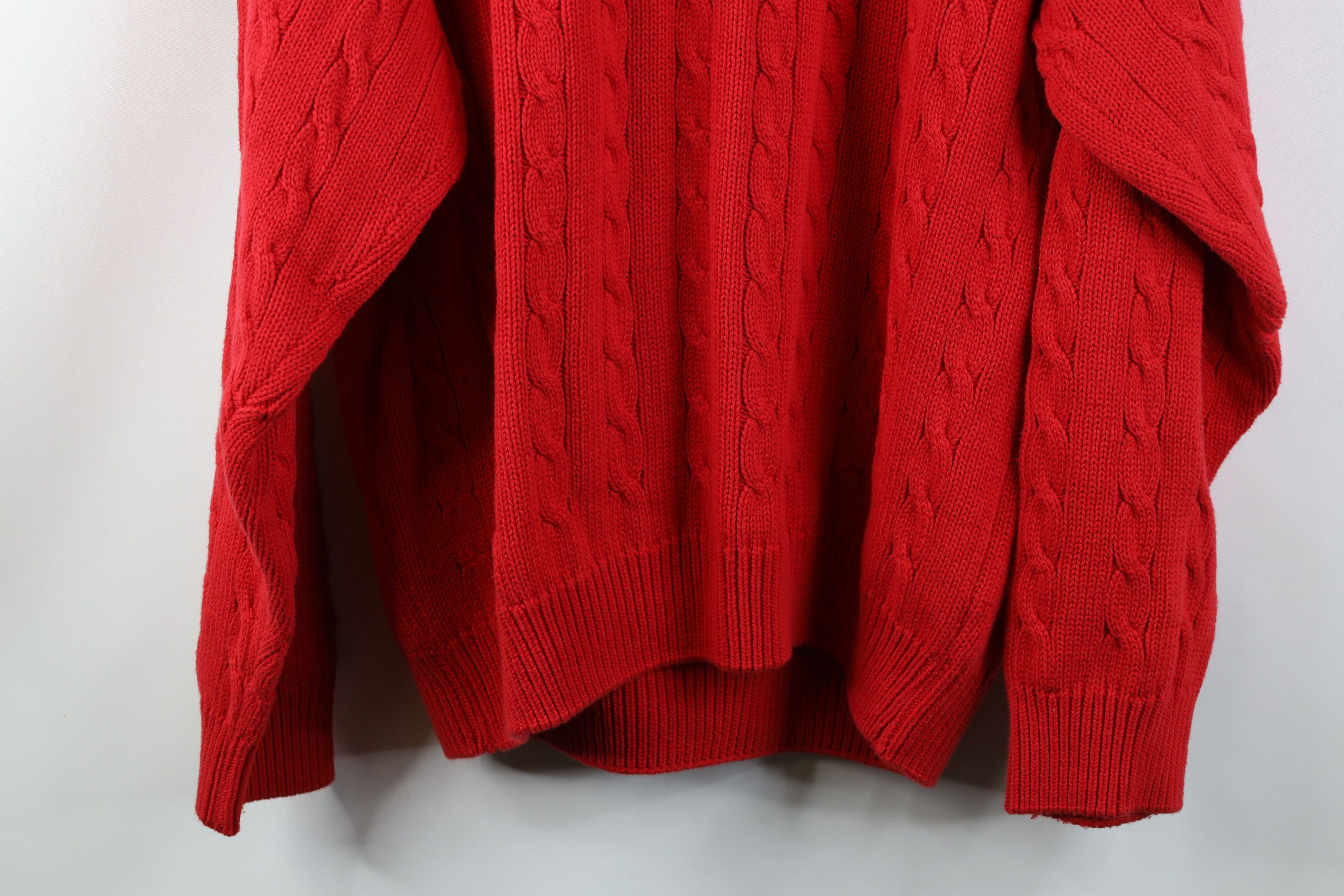 Vintage Vintage 90s Streetwear Cable Knit Crewneck Sweater Red Size US XL / EU 56 / 4 - 9 Thumbnail