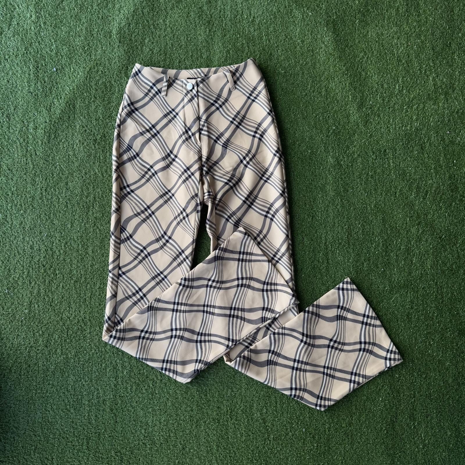 Designer .AM.GIA Checkered Flared Pants - XXS Size ONE SIZE - 2 Thumbnail