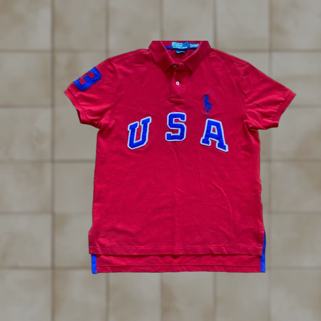 Ralph Lauren VINTAGE Polo Ralph Lauren Knit Shirt Mens M Red Short Sleeve Rugby USA Big Pony #3 Size US M / EU 48-50 / 2 - 1 Thumbnail