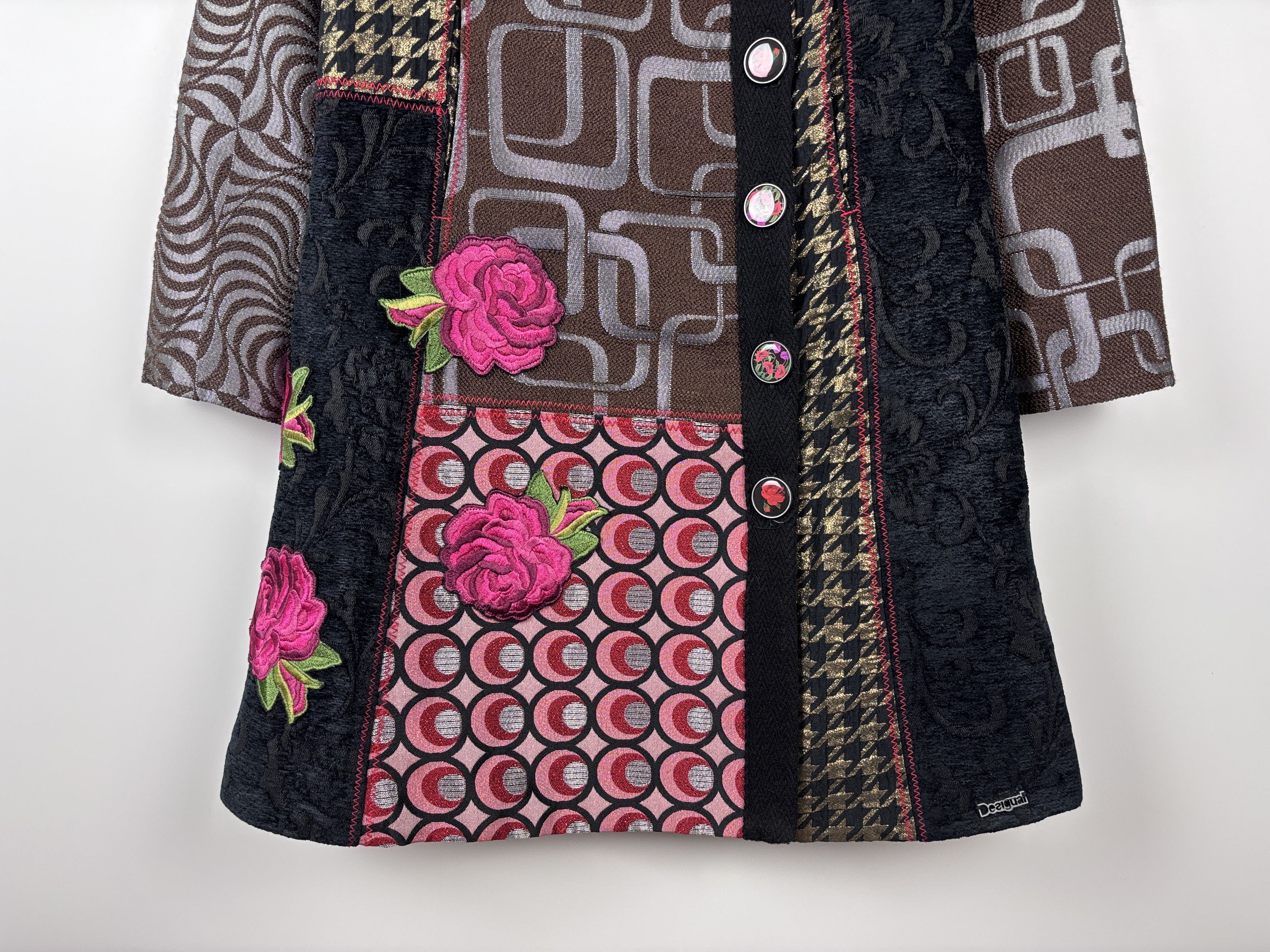 Desigual Womens Desigual Floral Multicolor Coat Size ~38 Size XS / US 0-2 / IT 36-38 - 3 Thumbnail