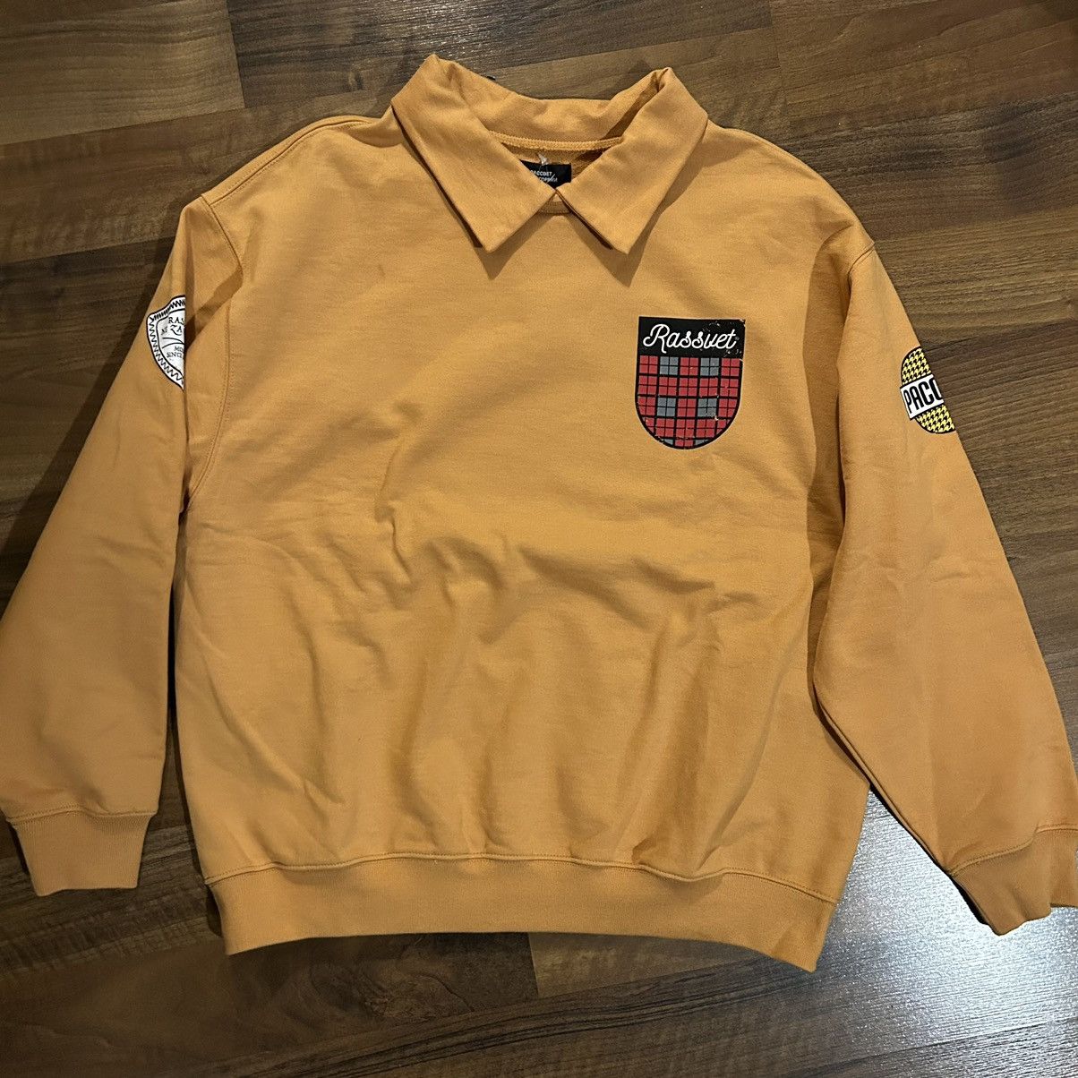 image of Paccbet Rassvet/рассвет Collared Crewneck in Yellow, Men's (Size Large)