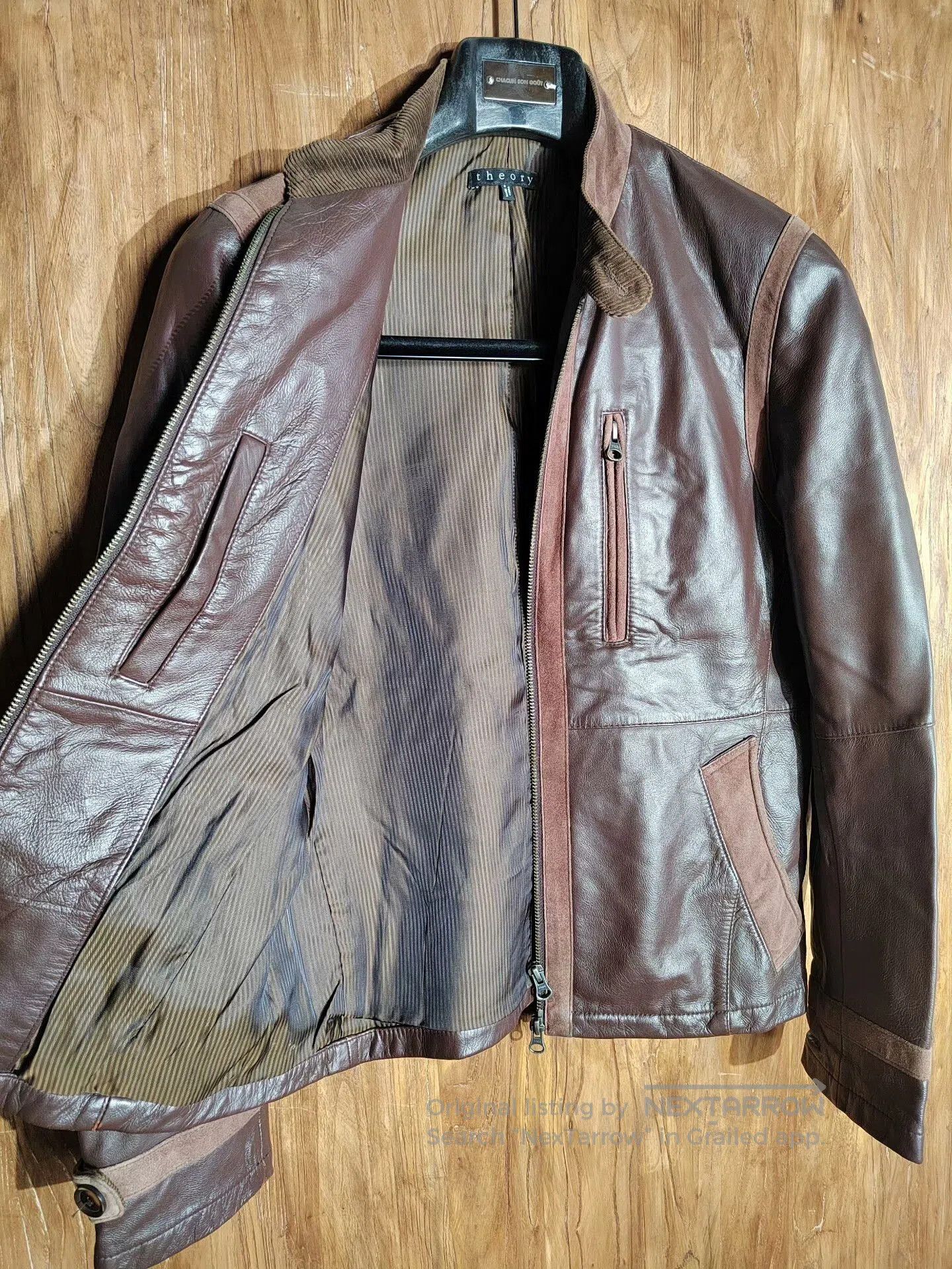 Theory Brown Leather Jacket with Metal Zip. Size US M / EU 48-50 / 2 - 2 Thumbnail